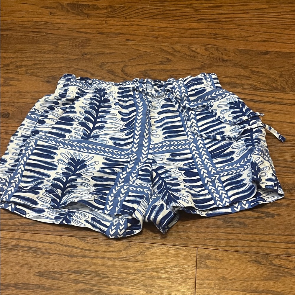 LOFT Blue and White Patterned Cargo Shorts